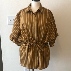 Zara Gold and White striped blouse